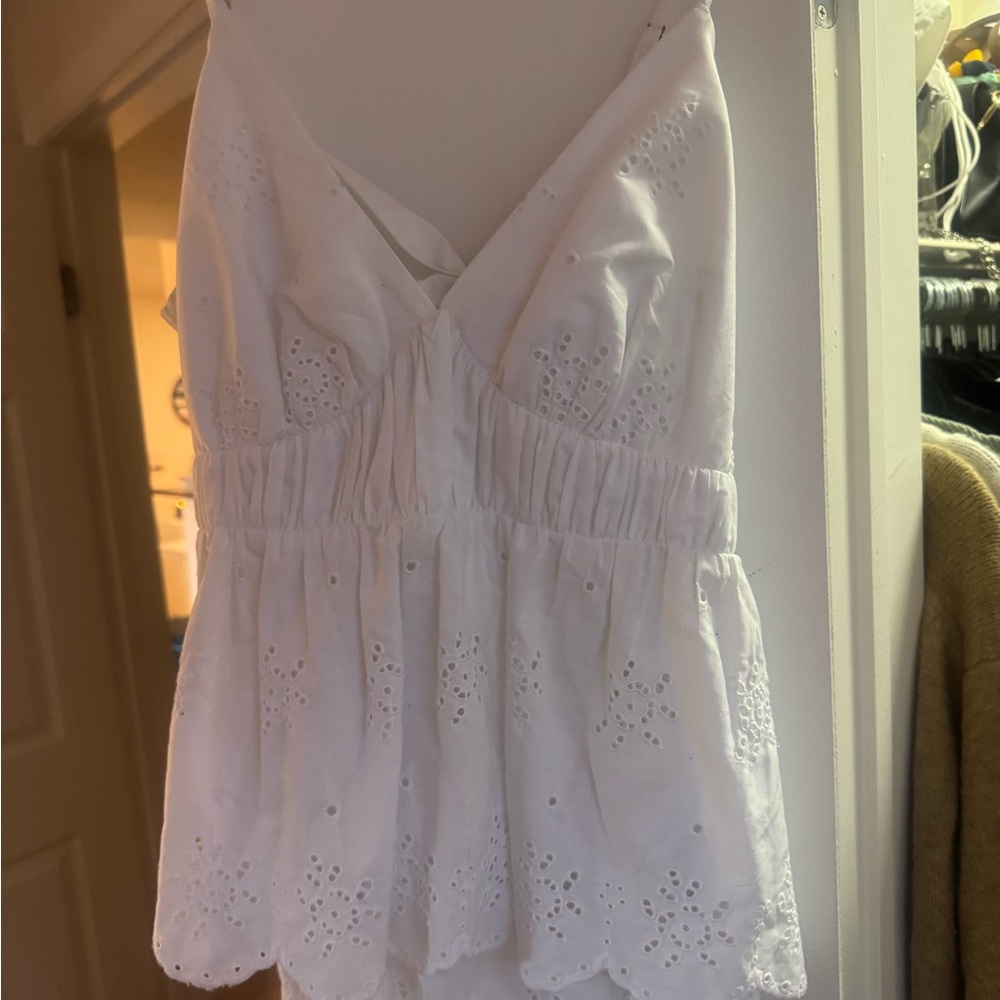Abercrombie & Fitch White Eyelet Tank
